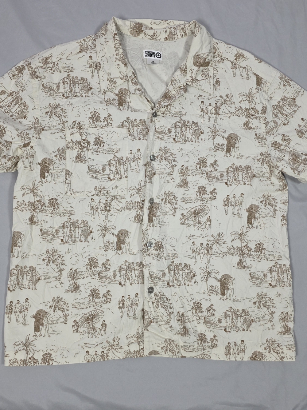 Target Cream and Brown Printed Black History Month Button-Front Skirt